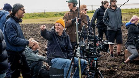 (Left to right) Director Fatih Akin and Cinematographer Karl Walter Lindenlaub ASC with members of the crew
