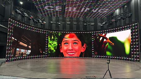 Inside Stage B at Al-Hisn Big Time Studios with its massive projection area