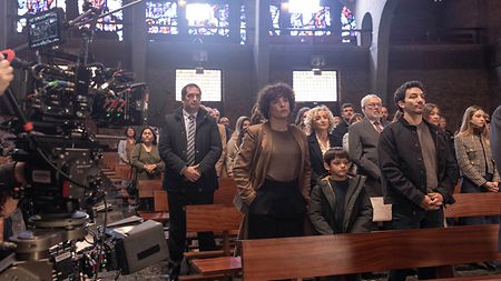 Una foto de backstage de la película “Los Domingos”.