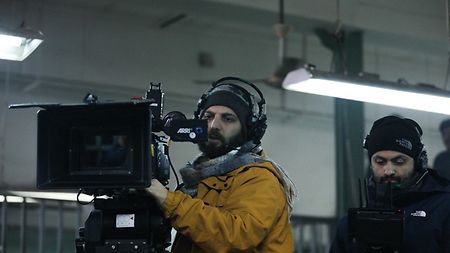 Director Saeed Roustayi (left) and DP Adib Sobhani with the ALEXA 35 on the set of “Woman and Child.”