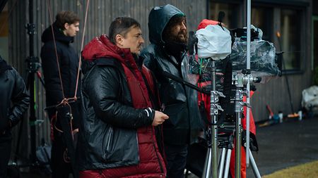 Director Cristian Mungiu and Dp Tudor Panduru on set