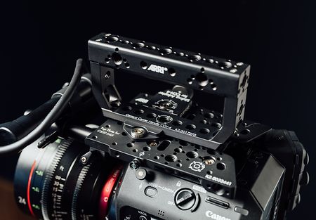 Close-up of mechanical movie camera accessories. 