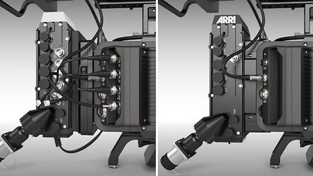 Close-ups of the AMIRA Live 35mm broadcast camera with focus on allowing reliable configuration for live productions.