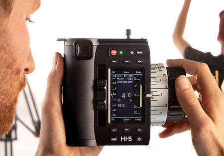 ARRI hi5 handheld camera control unit, part of the arri camera systems ecosystem in action.