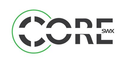 Logo of CORE SWX in association with the b mount battery. 