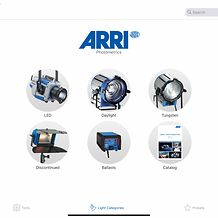 ARRI-Photometrics-App---Category-Selection,-iPad