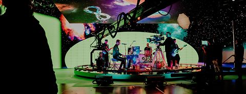 Image of the filming of Coldplay's special performance at the ARRI virtual production stage, London. 