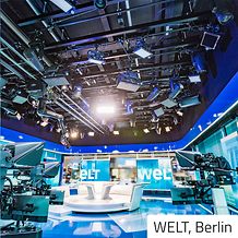 Image of the news broadcast studio of the German TV broadcaster WELT.
