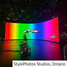 Image of the 180 degree fixed virtual production stage of StylePhotos Studios, Ontario, Canada