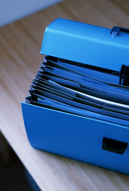 A blue file folder
